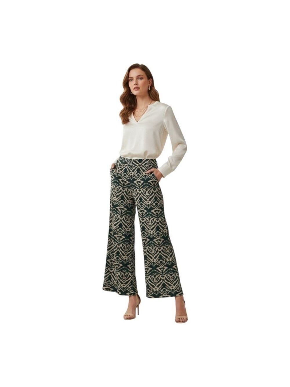French Laundry Size M Black Brown Print Wide Leg Pants
